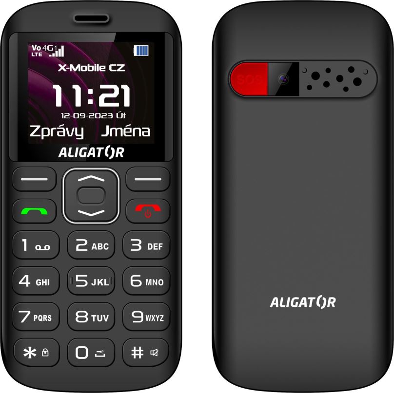 Mobilní telefon Aligator A720 4G Senior černý + nabíjecí stojánek