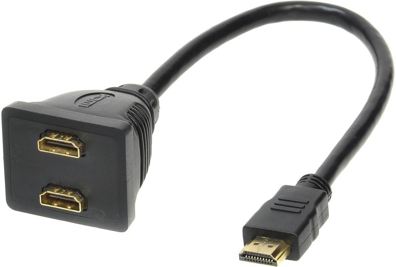 Rozbočovač ROLINE HDMI  M --> 2x HDMI F, zlacené konektory