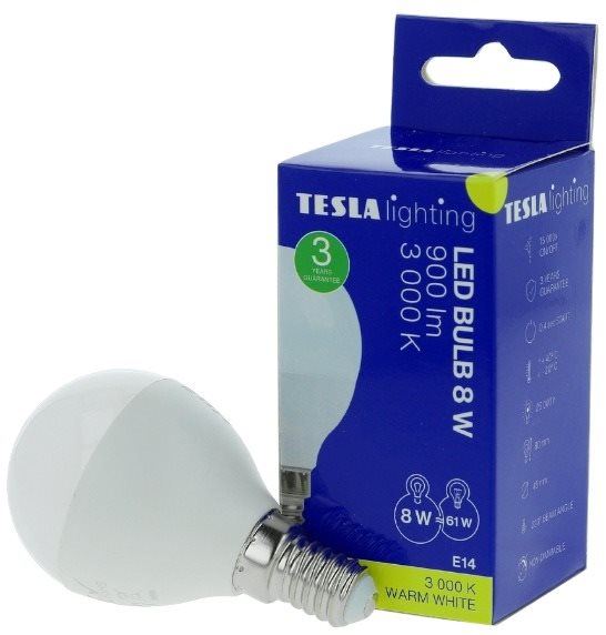 LED žárovka TESLA LED žárovka miniglobe BULB E14, 8W, teplá bílá