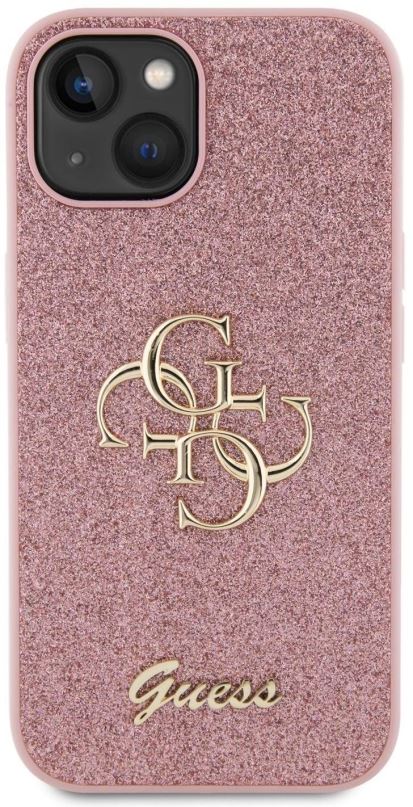 Kryt na mobil Guess PU Fixed Glitter 4G Metal Logo Zadní Kryt pro iPhone 13 Pink