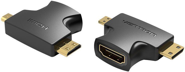 Redukce Vention 2 in 1 Mini HDMI (M) and Micro HDMI (M) to HDMI (F) Adapter Black