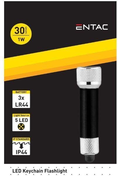 LED svítilna Entac LED svítilna na klíče 1W hliník černá