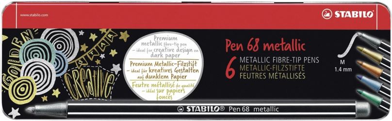 Popisovače STABILO Pen 68 metallic kovové pouzdro 6 barev