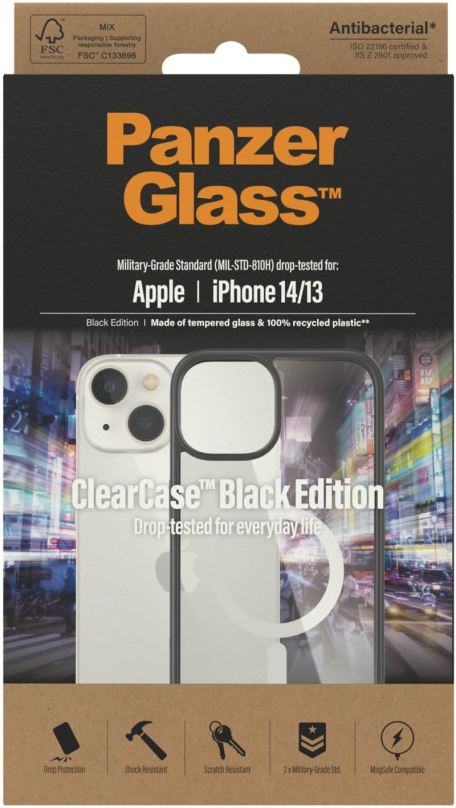 Kryt na mobil PanzerGlass ClearCase Apple iPhone 14 (Black edition) s MagSafe