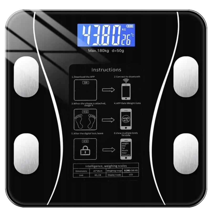 Osobní váha Ruhhy 22525 Analytická osobní váha Bluetooth 180 kg