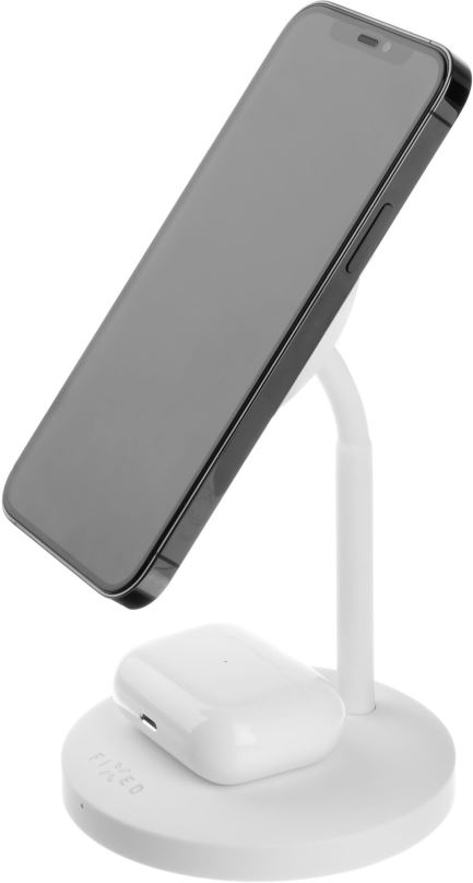 MagSafe bezdrátová nabíječka FIXED MagStand 2v1 s podporou uchycení MagSafe 15W+5W bílý