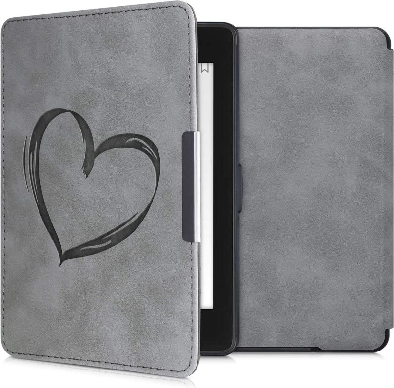 Pouzdro na čtečku knih KW Mobile - Brushed Heart - KW4974707 - pouzdro pro Amazon Kindle Paperwhite 1/2/3 - šedé