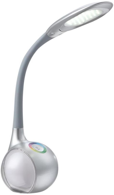 Globo 58279 LED stolní lampa Tarron 1x5W | 280lm | 5500K | RGB - dotykový stmívač, osvětlený podstavec, fixace barvy, šedá