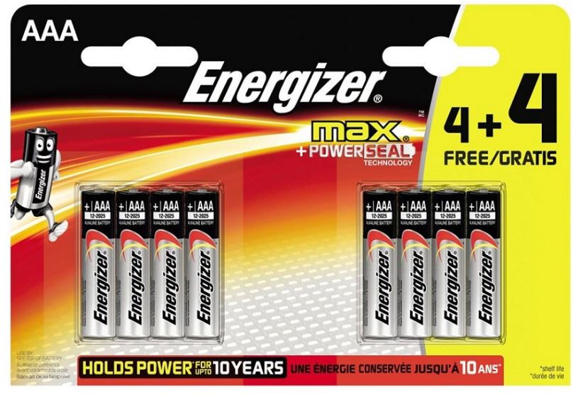 Jednorázová baterie Energizer Max Mikrotužka AAA 4+4