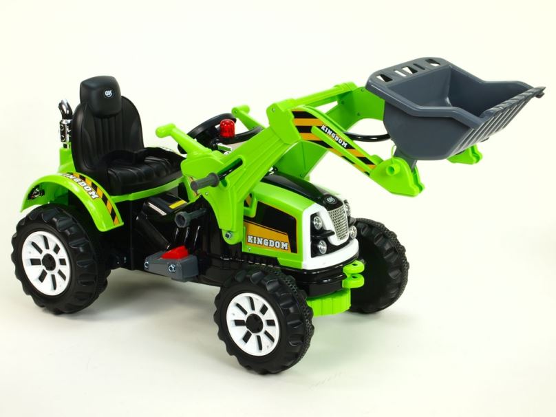 Elektrický traktor pro děti Kingdom se lžící, zelený