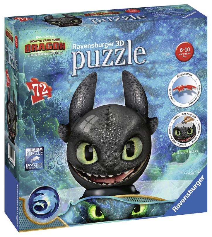 3D puzzle Ravensburger 3D 111459 Puzzle-Ball Jak vycvičit draka 3: Bezzubka