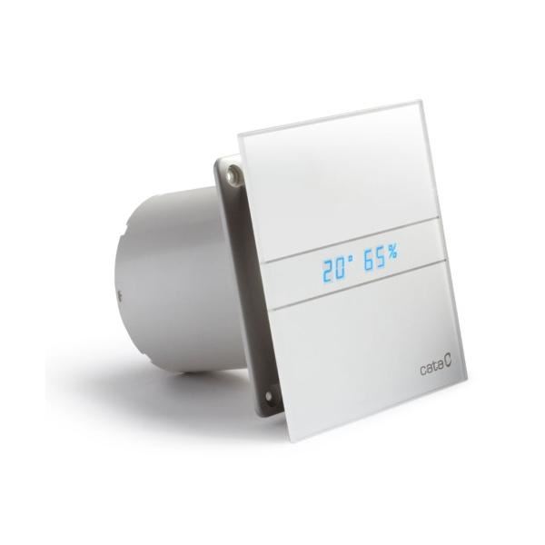 Axiální ventilátor CATA e100 GTH sklo, hygro, časovač, bílý