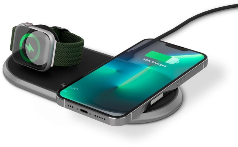 Bezdrátová nabíječka Epico Wireless Charging Base (for Apple Watch & iPhone) Metal - černá