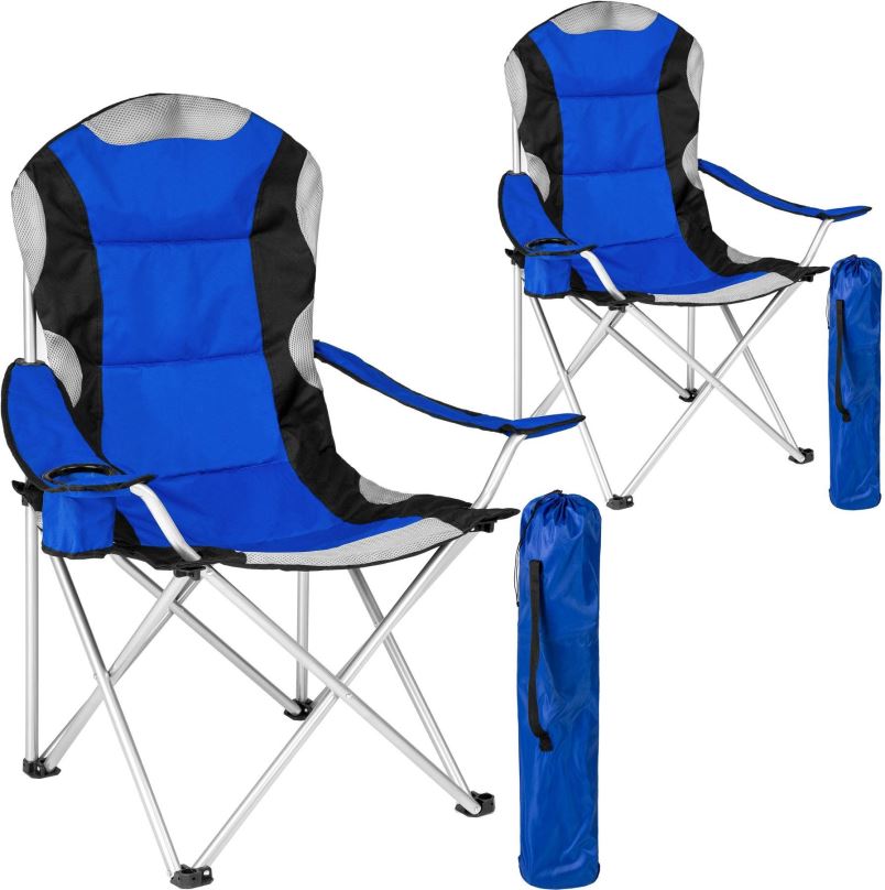 Kempingové křeslo 2 Kempingové židle polstrované modré