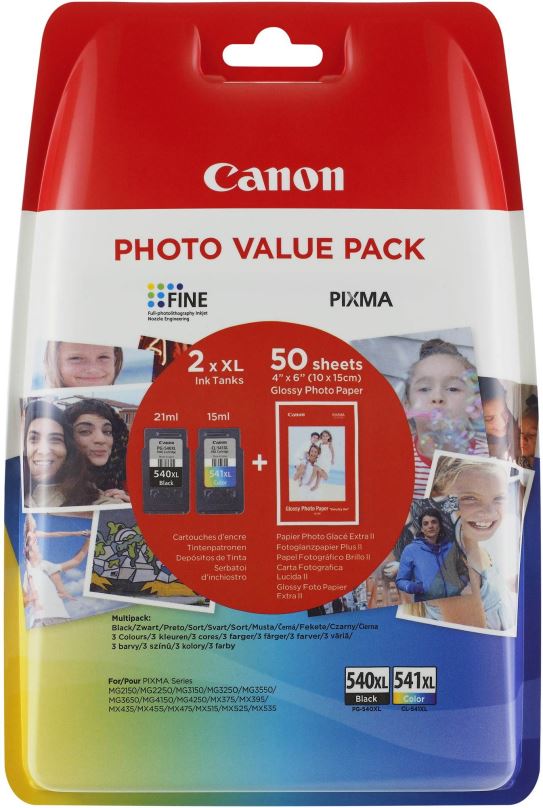 Cartridge Canon PG-540XL + CL-541XL + fotopapír GP-501 Multipack