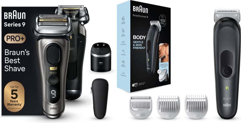 Holicí strojek Braun Series 9 PRO+ Wet & Dry + Braun Sada Pro Péči O Tělo 3 BG3350 pro muže