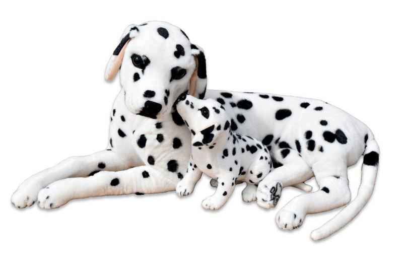 Plyšový pes Dalmatin se štěňátkem, délka 88cm, výška 41cm