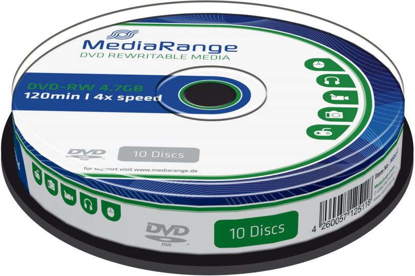 Média MEDIARANGE DVD-RW 4,7GB 4x spindl 10ks