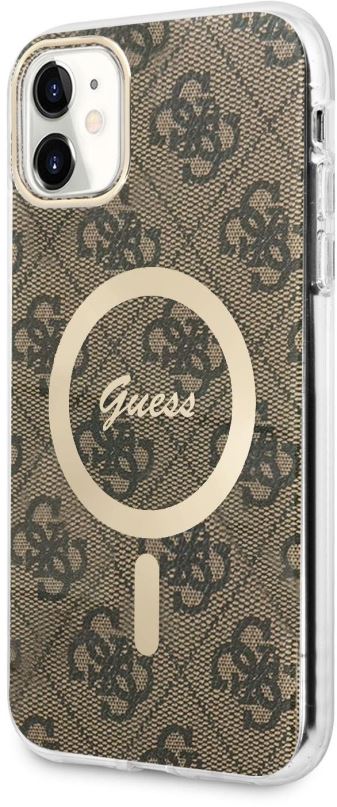 Kryt na mobil Guess 4G IML MagSafe Kompatibilní Zadní Kryt pro iPhone 11 Brown
