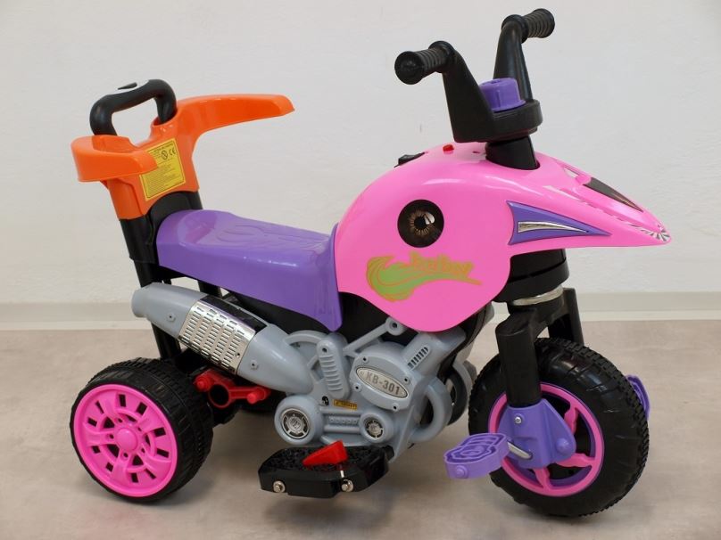 Elektrická motorka pro děti 3V1, růžová