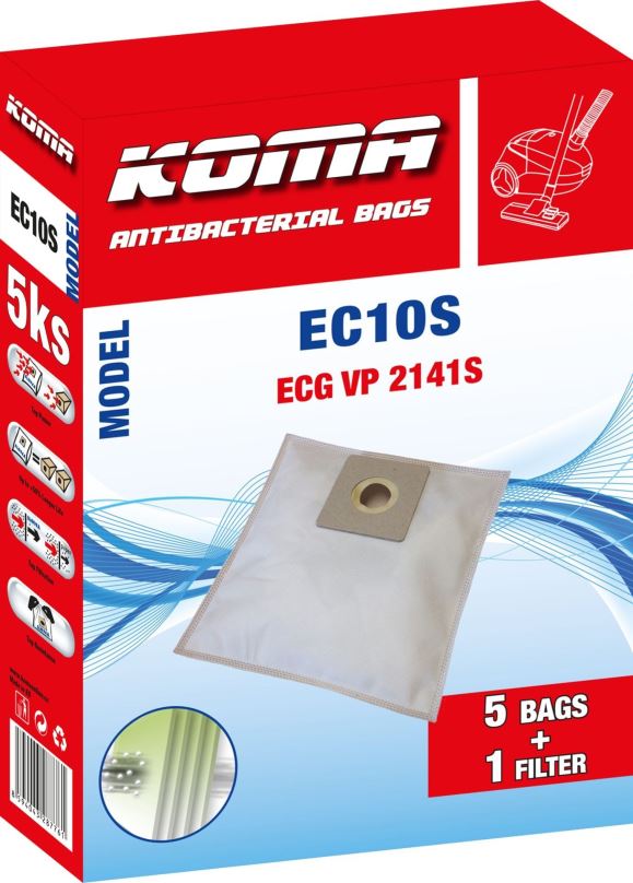 Sáčky do vysavače KOMA EC10S - Sáčky do vysavače ECG VP 2141S, textilní, 5ks