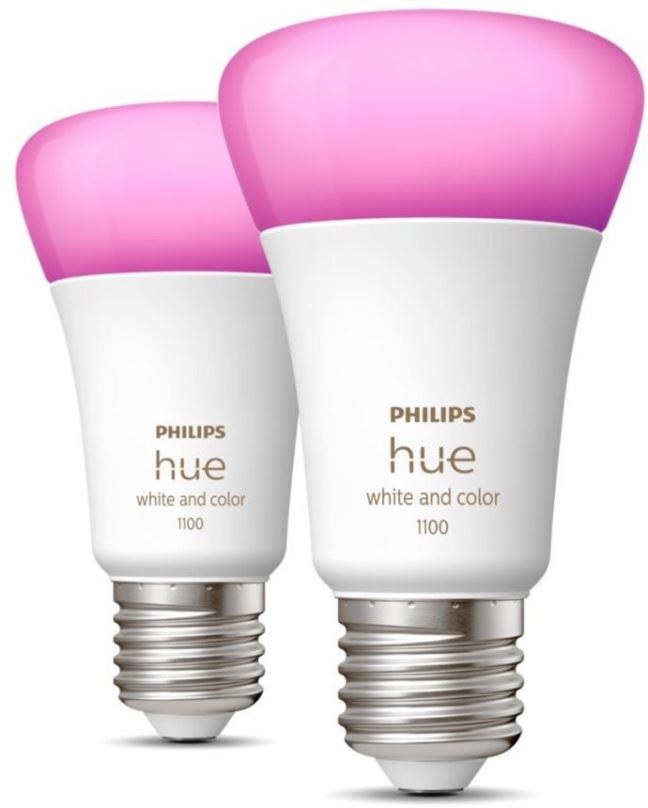 Philips Hue 8719514291317 LED žárovka E27 2x9W | E27 | 1100lm | 2000-6500K | RGB - set 2 ks, stmívatelné, Bluetooth, White and color Ambiance
