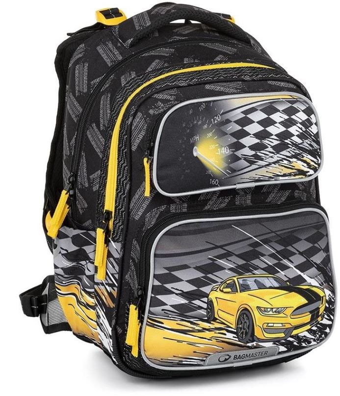 Školní batoh BAGMASTER Dopi 23 C školní batoh - žluté auto