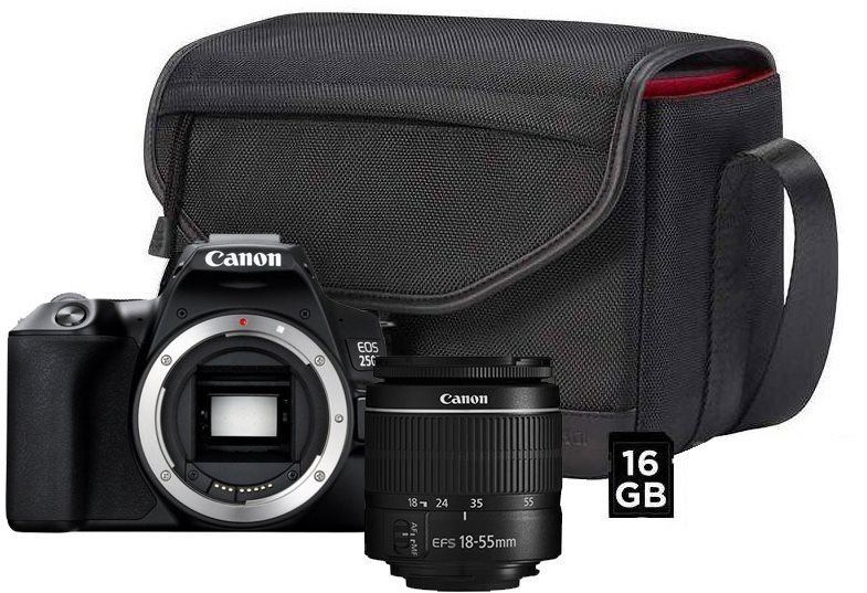 Digitální fotoaparát Canon EOS 250D černý +  EF-S 18-55 mm f/3,5-5,6 DC III Value Up Kit