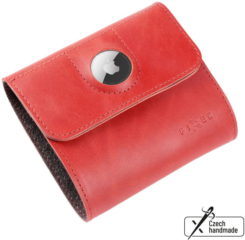 Peněženka FIXED Classic Wallet for AirTag z pravé hovězí kůže červená