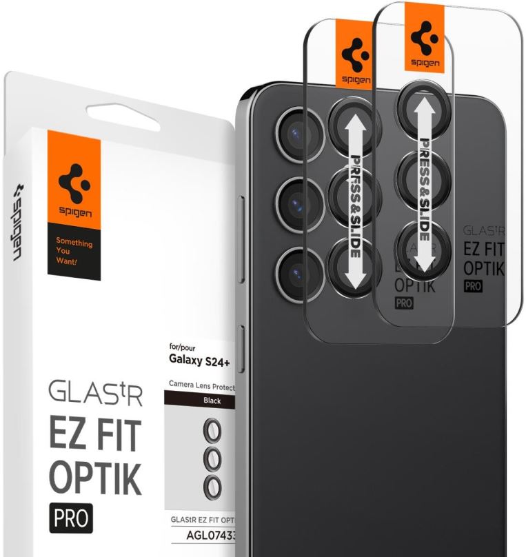 Ochranné sklo Spigen Glass tR EZ Fit Optik Pro 2 Pack Black Samsung Galaxy S24+