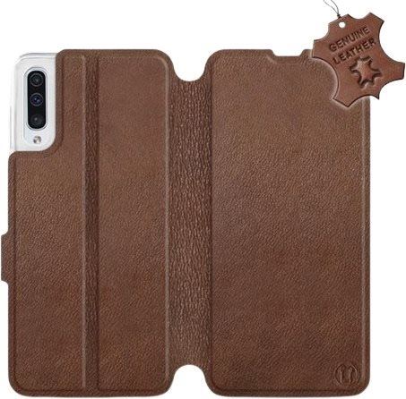 Kryt na mobil Flip pouzdro na mobil Samsung Galaxy A50 - Hnědé - kožené -  Brown Leather