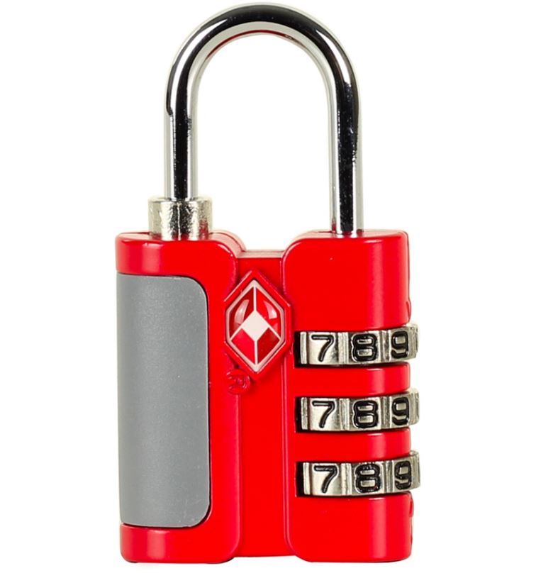 Bezpečnostní TSA kódový zámek na zavazadla ROCK TA-0005 - červená