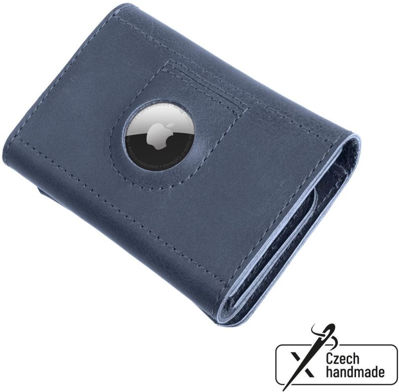 Peněženka FIXED Tripple Wallet for AirTag z pravé hovězí kůže modrá