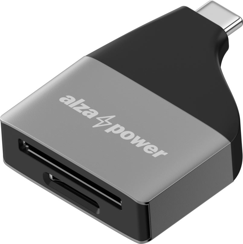 Čtečka karet AlzaPower USB-C 3.0 Metal Memory Card Reader stříbrná