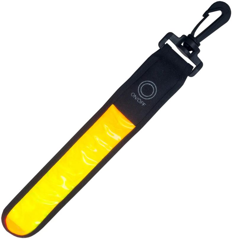 Reflexní prvek Reflexní páska + LED PL-1P02, se zapínáním na karabinku, žlutá