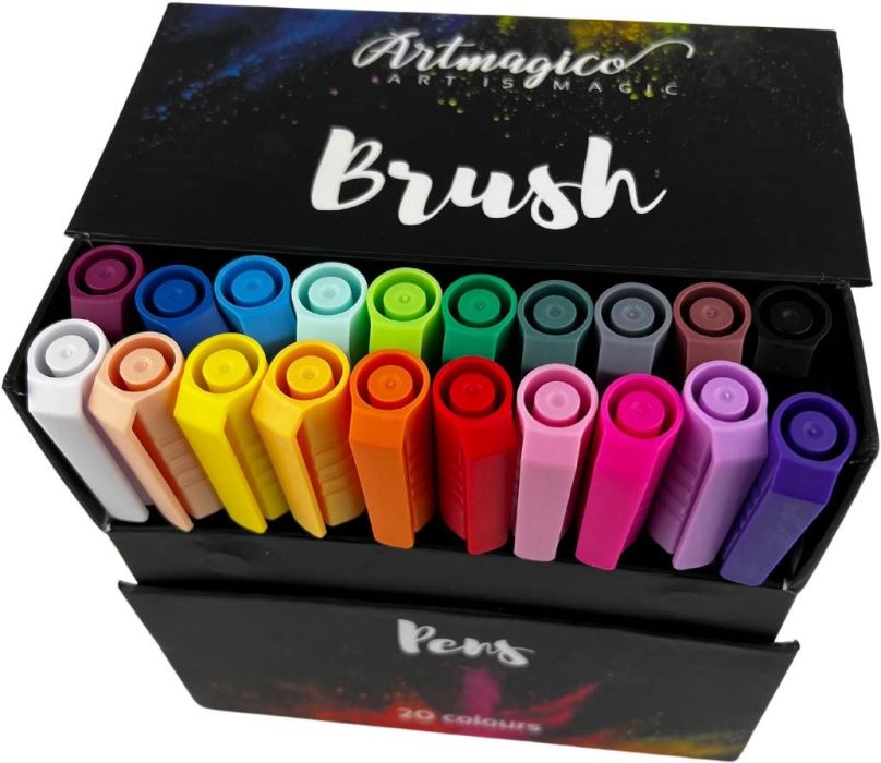 Popisovače Artmagico Brush pens 20 ks základních barev