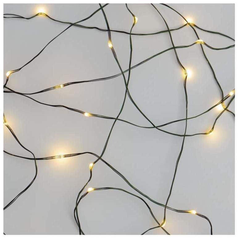 Světelný řetěz EMOS LED vánoční nano řetěz zelený, 7,5 m, venkovní i vnitřní, teplá bílá, časovač
