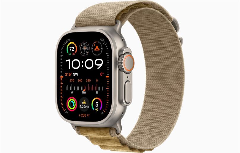 Chytré hodinky Apple Watch Ultra 2 49mm Přírodní titan s žlutohnědým alpským tahem - Small