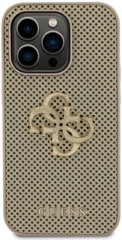 Kryt na mobil Guess PU Perforated 4G Glitter Metal Logo Zadní Kryt pro iPhone 14 Pro Max Gold
