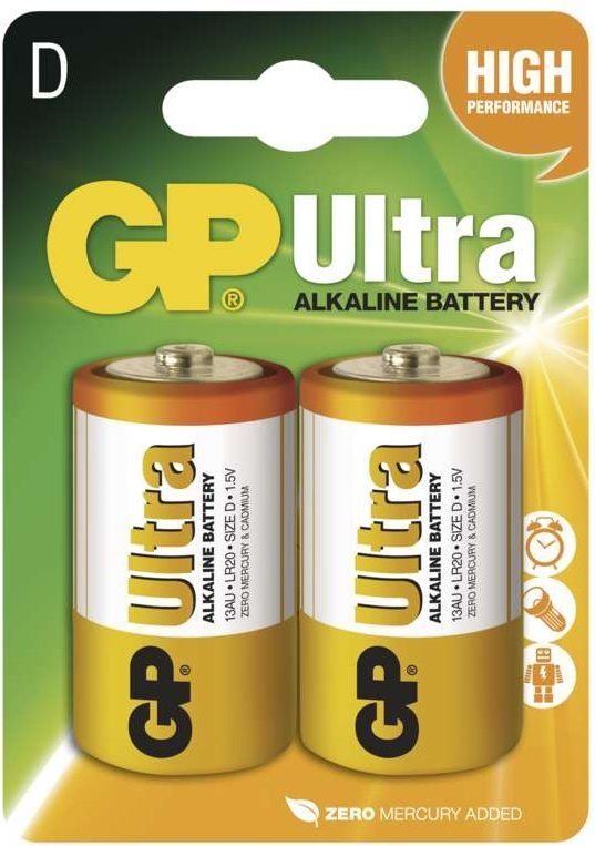 Jednorázová baterie GP Ultra Alkaline LR20 (D) 2ks v blistru