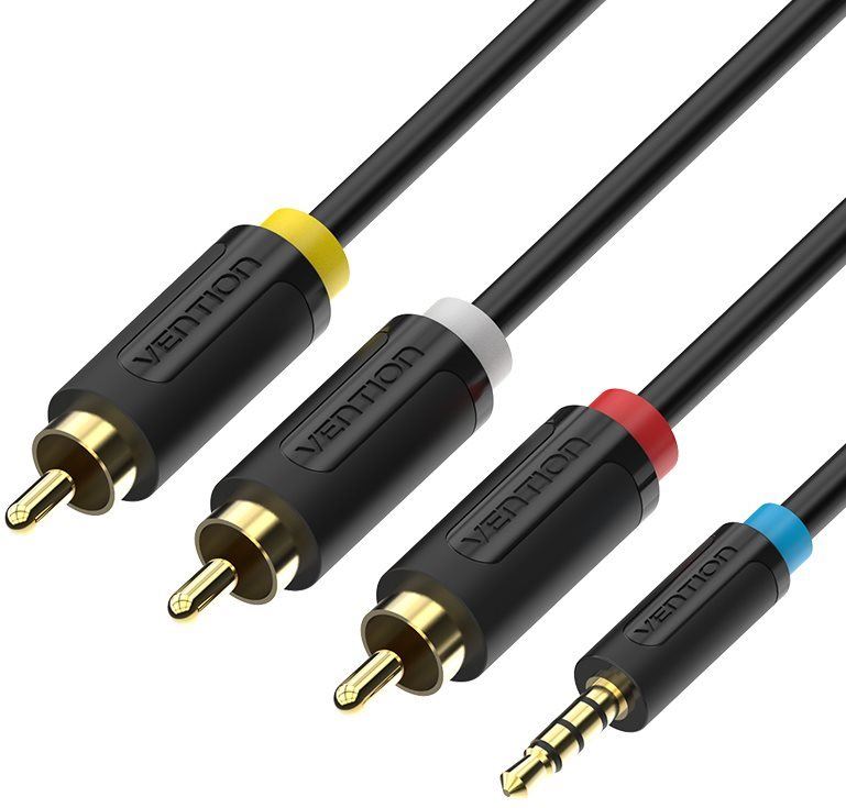Audio kabel Vention 2.5mm Male to 3x RCA Male AV Cable 1.5M Black