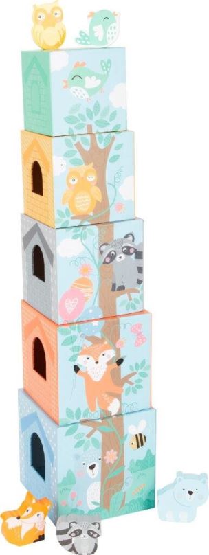 Skládací věž Small Foot Skládací věž pastelová se zvířátky