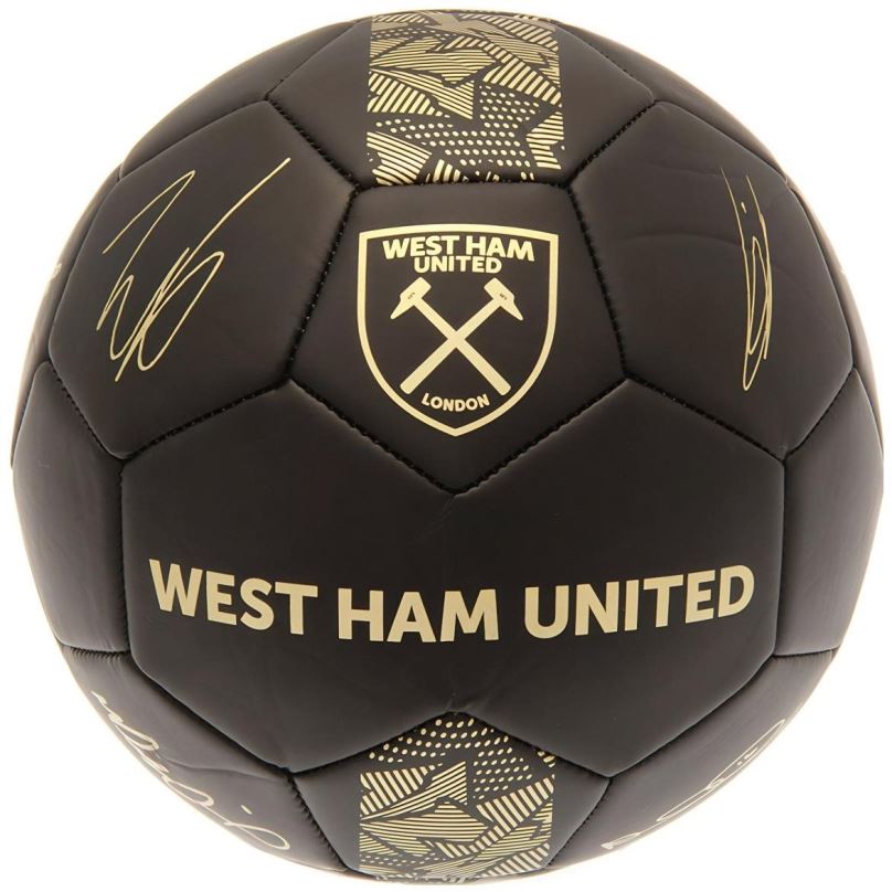 Fotbalový míč Ouky West Ham United FC, černý, zlaté podpisy, vel. 1