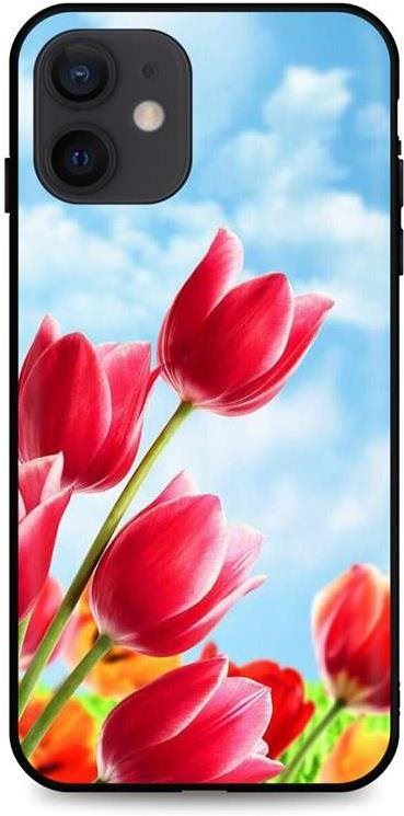 Kryt na mobil TopQ iPhone 12 silikon Tulips 55106