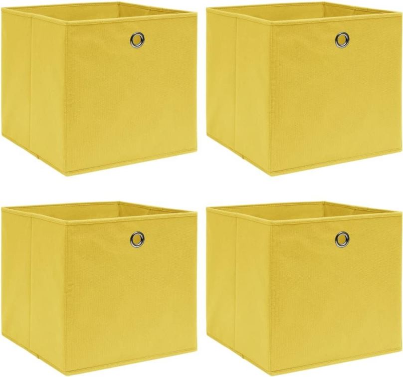 Úložný box Úložné boxy 4 ks žluté 32 x 32 x 32 cm textil