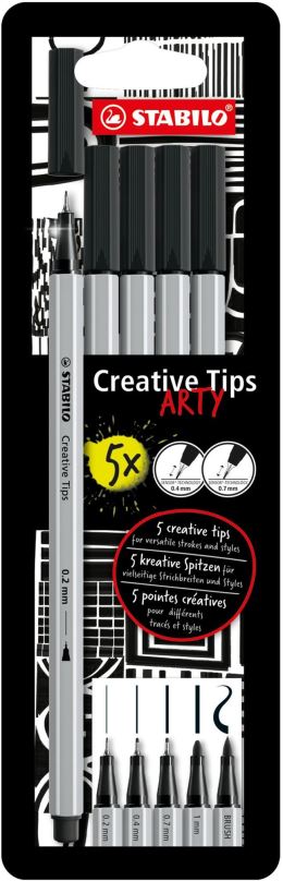 Linery STABILO Creative Tips ARTY - sada 5 ks (černá barva)