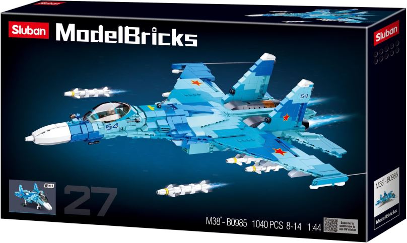 Stavebnice Sluban Model Bricks M38-B0985 Stíhací letoun Su-27 2v1
