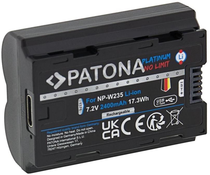 Baterie pro fotoaparát PATONA baterie pro Fuji NP-W235 2400mAh Li-Ion Platinum USB-C nabíjení