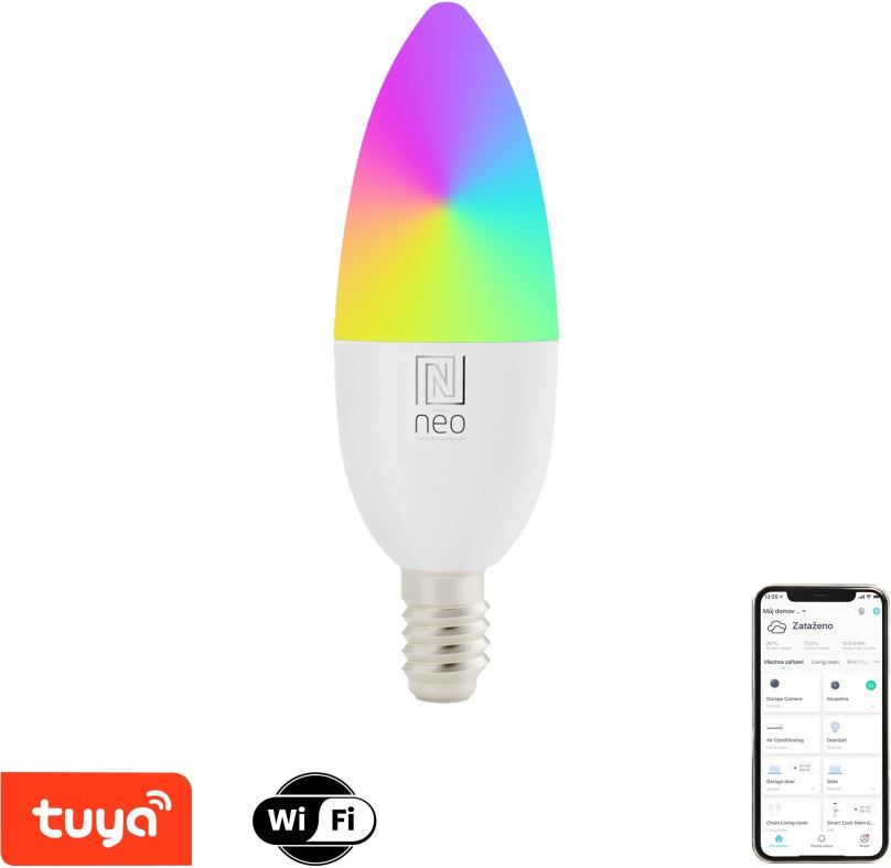 LED žárovka IMMAX NEO LITE SMART LED žárovka E14 6W barevná a bílá WiFi