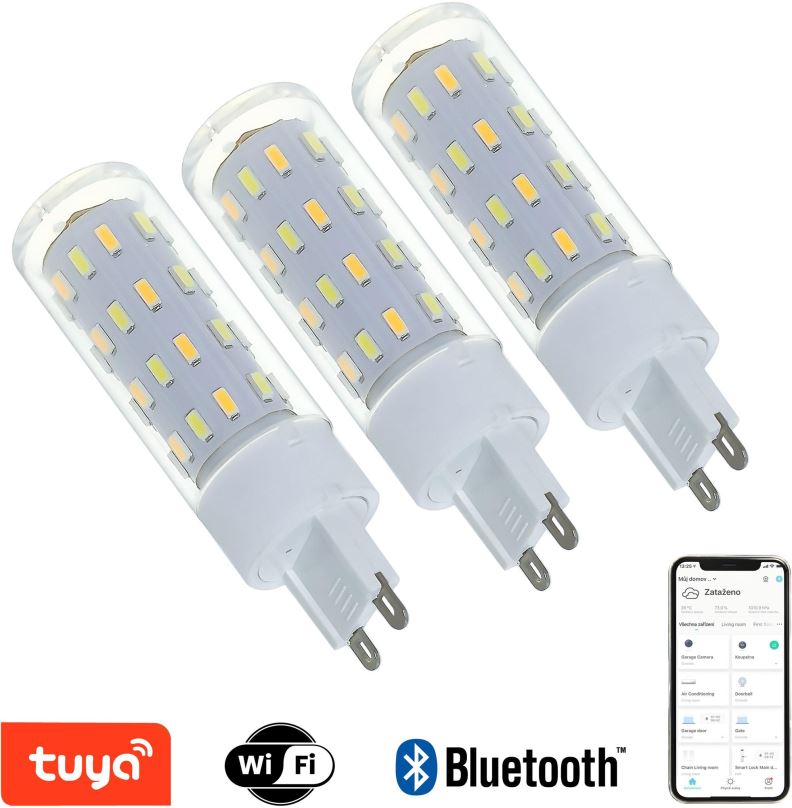 LED žárovka IMMAX NEO LITE Smart sada 3x žárovka LED G9 4W CCT, stmívatelná, WiFi, TUYA